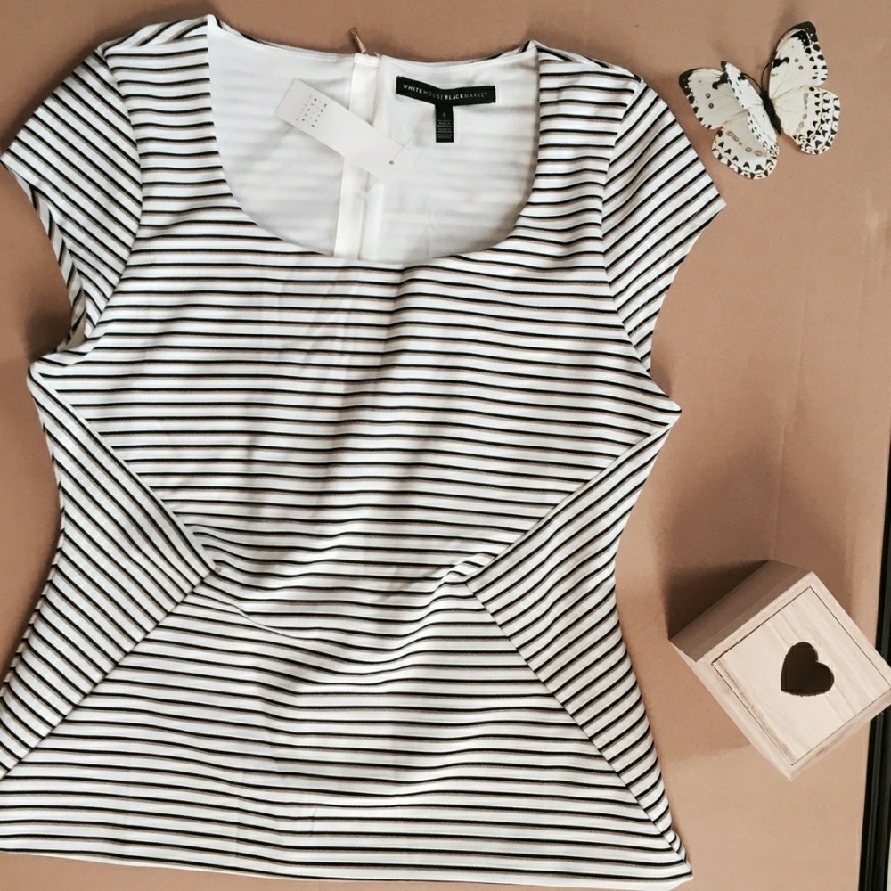 NWT WHBM Peplum Cream Top